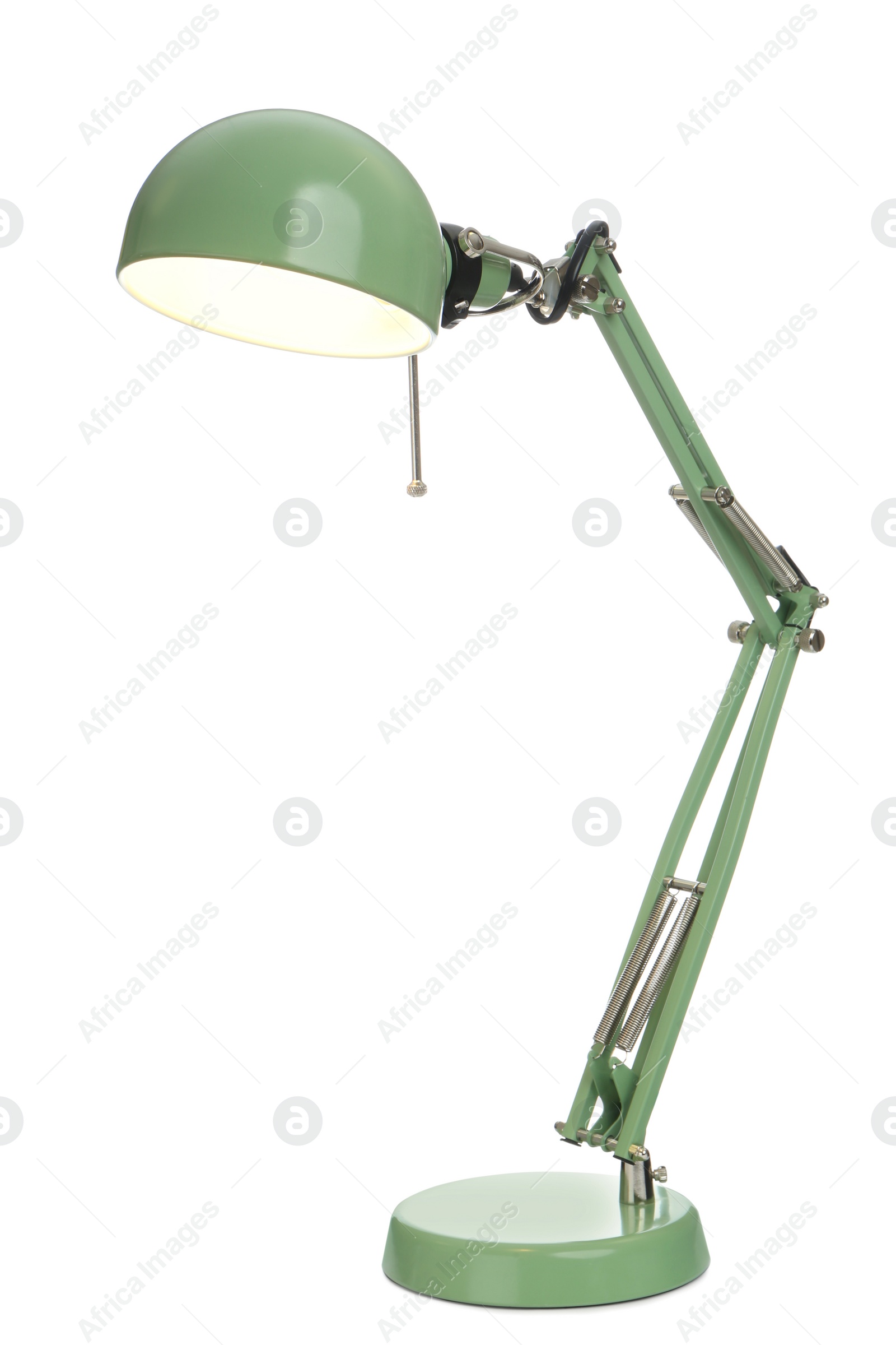 Photo of Stylish green table lamp isolated on white