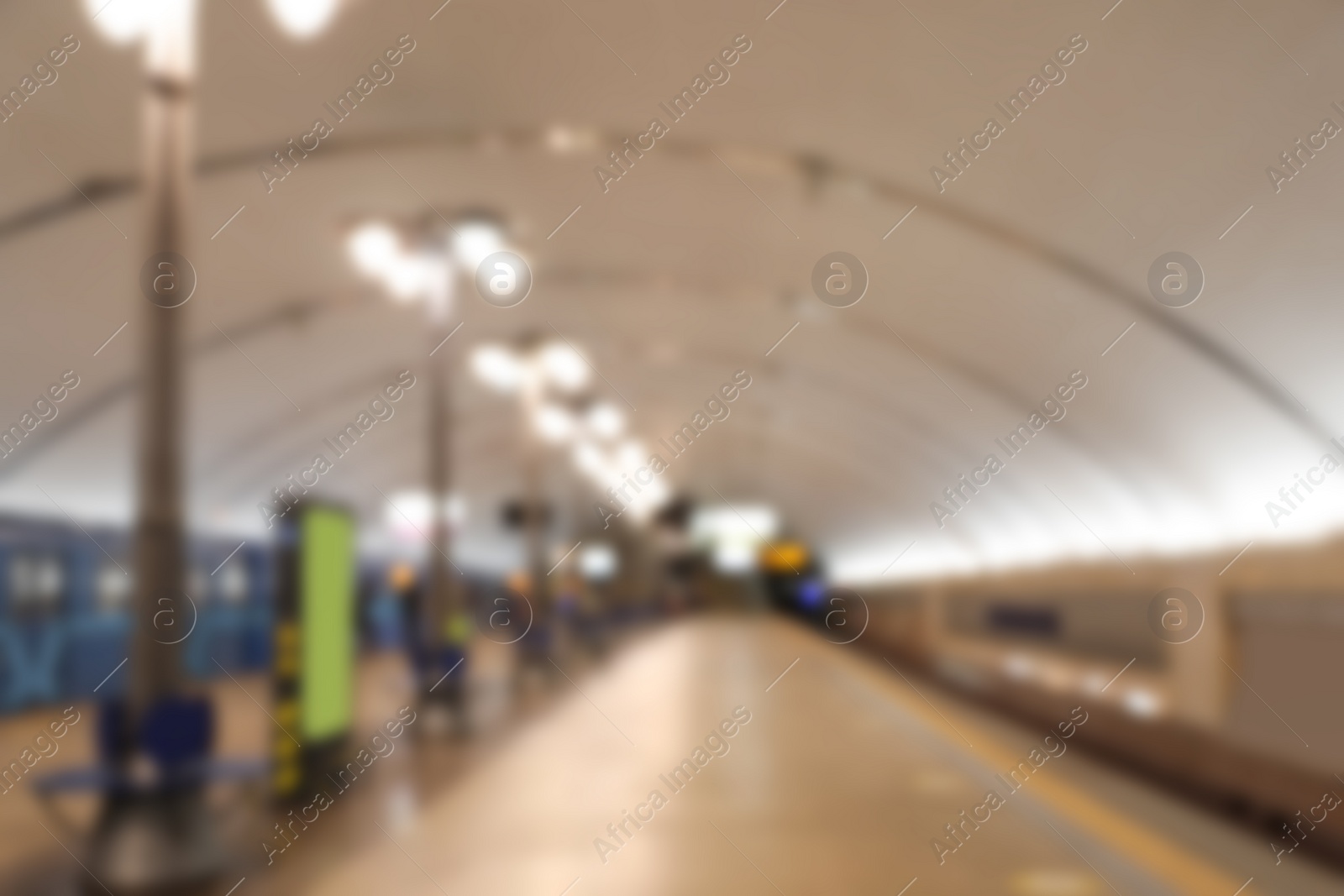 Photo of Blurred view of subway station. Public transport