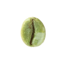 One green coffee bean isolated on white