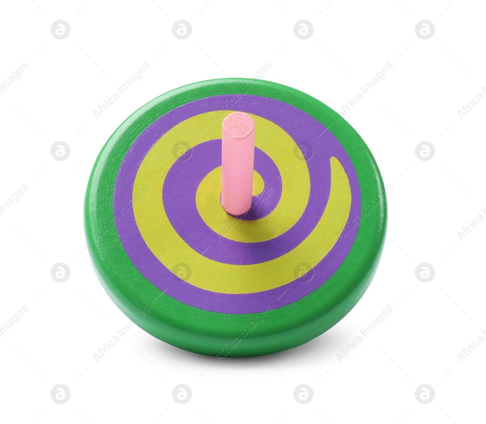 Photo of One bright spinning top isolated on white