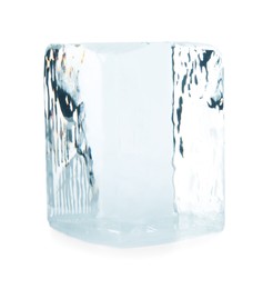 Photo of One block of ice isolated on white