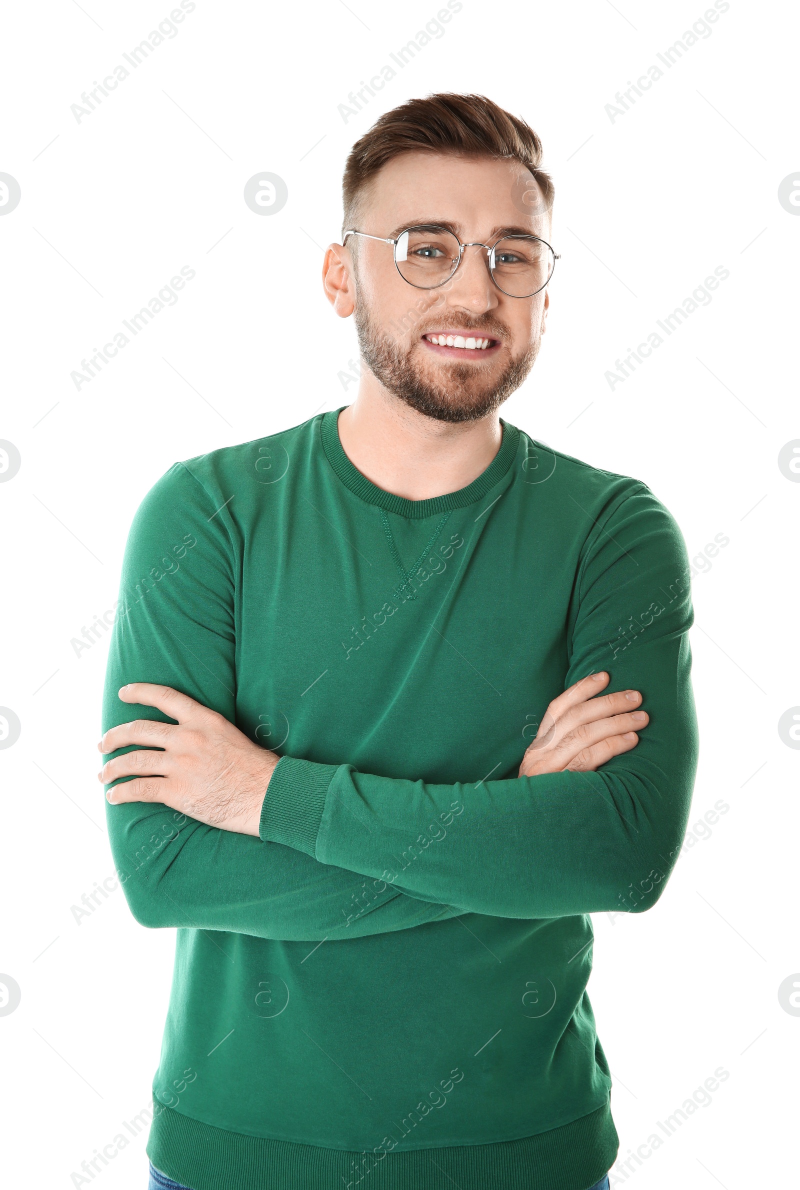 Photo of Portrait of handsome man on white background