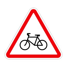 Illustration of Traffic sign CYCLE ROUTE AHEAD on white background, illustration 