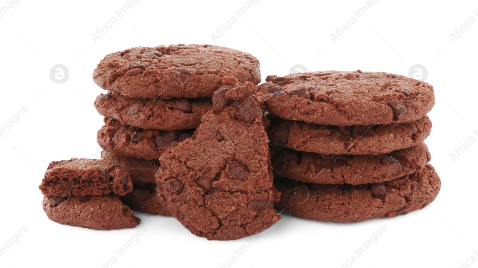 Photo of Delicious chocolate chip cookies isolated on white