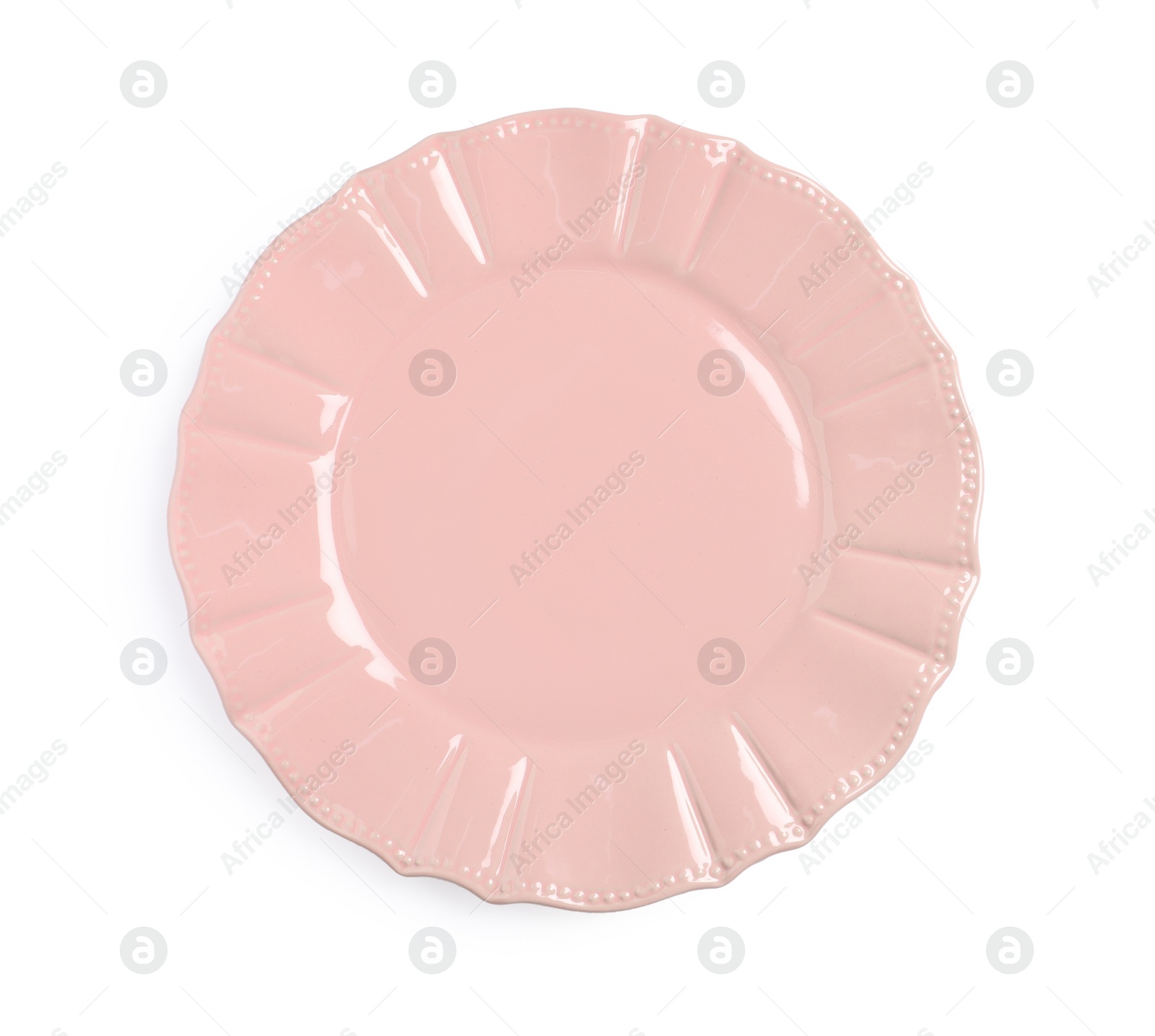 Photo of Beautiful ceramic plate isolated on white, top view