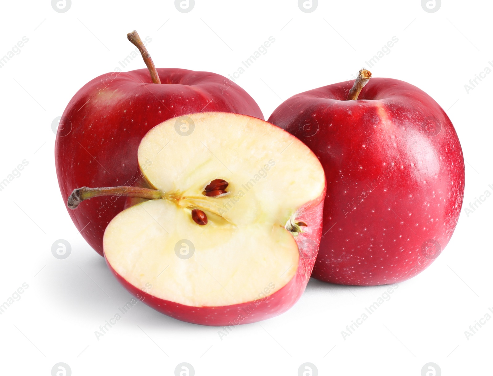 Photo of Fresh cut and whole apples isolated on white