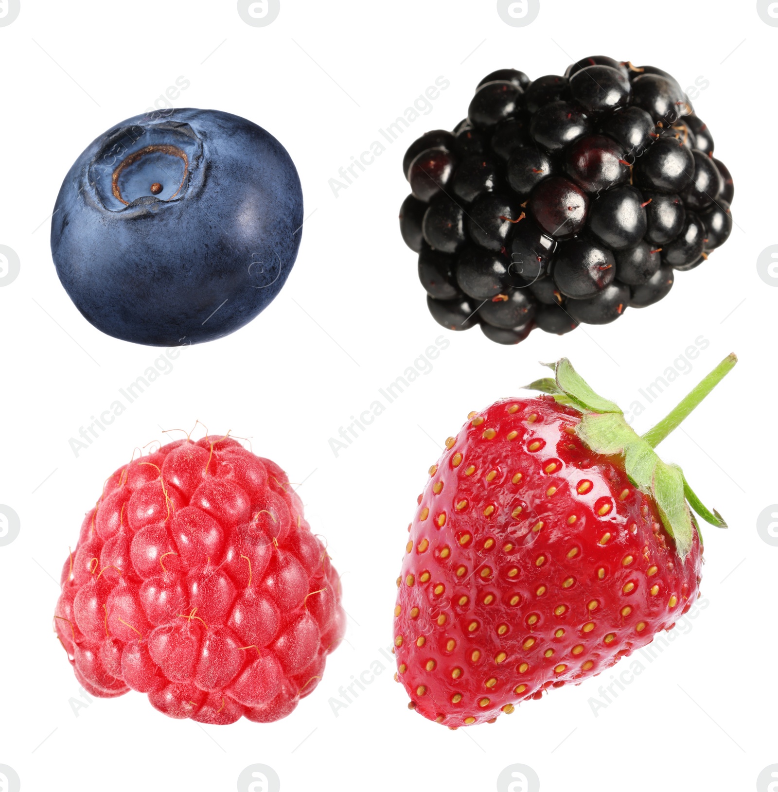 Image of Blackberry, blueberry, strawberry and raspberry isolated on white