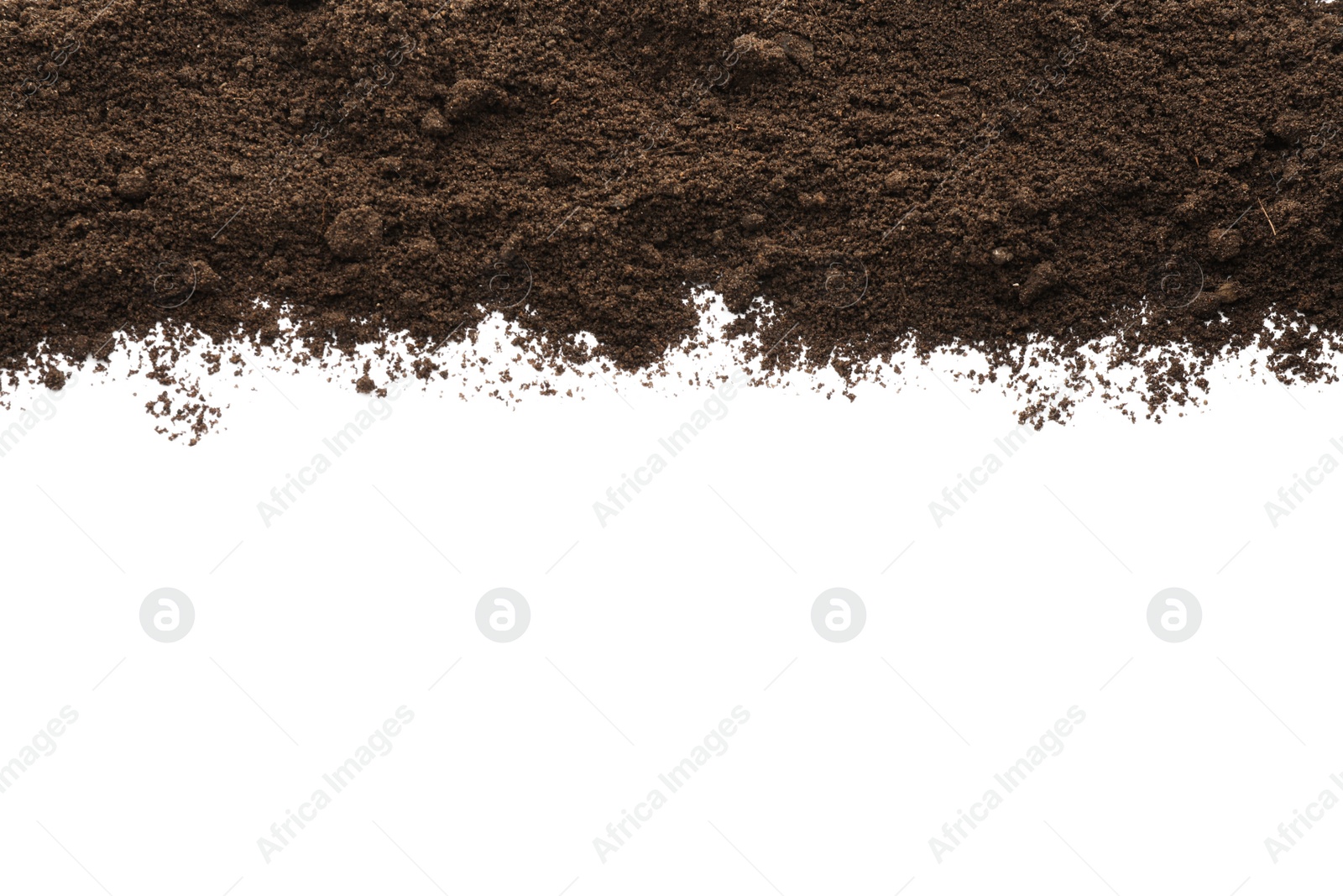 Photo of Pile of soil on white background, top view