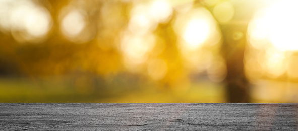 Image of Empty stone surface against blurred background. Bokeh effect