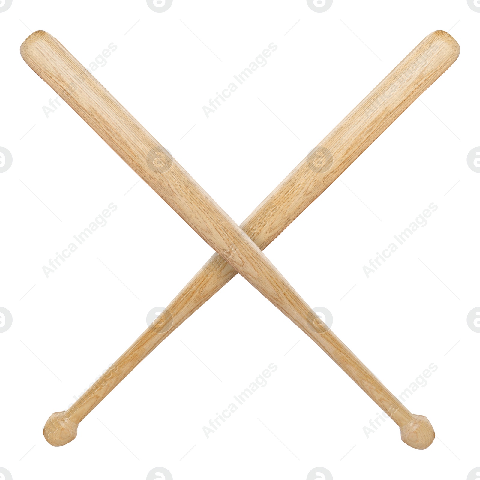 Image of Two crossed wooden baseball bats isolated on white