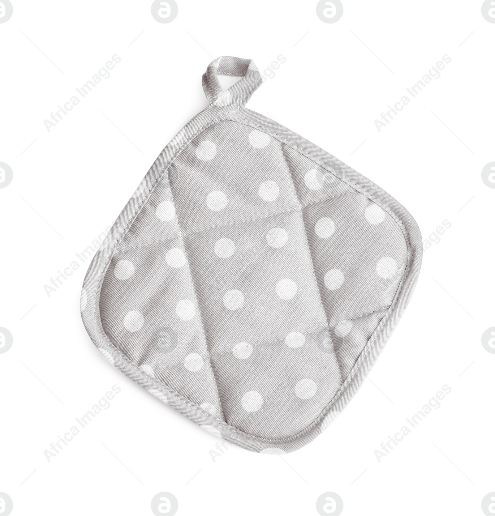 Photo of Oven potholder for hot dishes on white background, top view