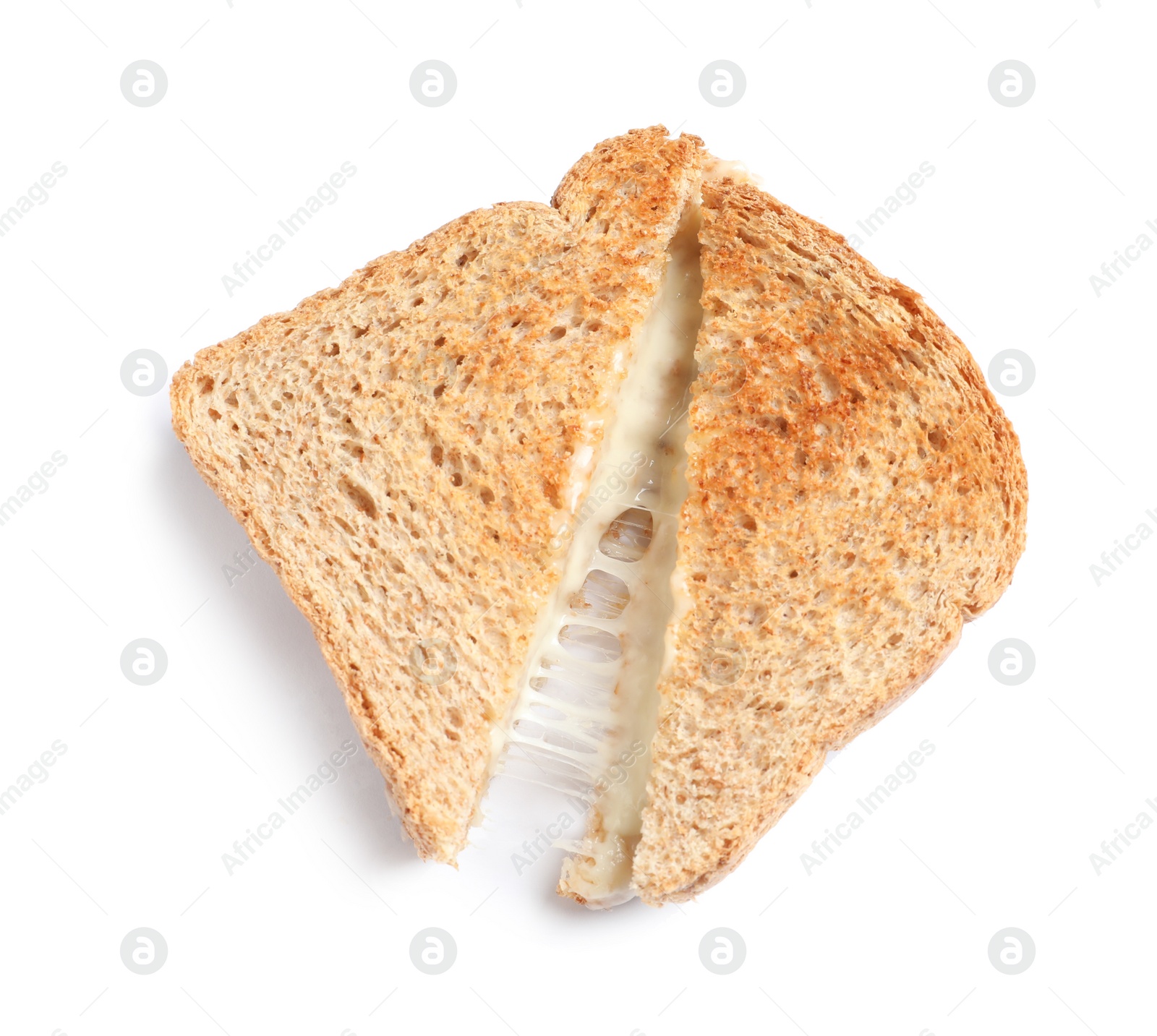 Photo of Fresh tasty cheese sandwiches isolated on white