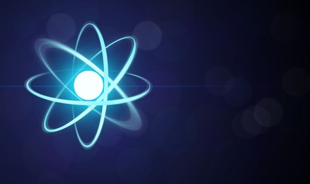 Illustration of Virtual model of atom on dark background. Illustration