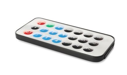 Photo of Modern remote control isolated on white. Electronic device