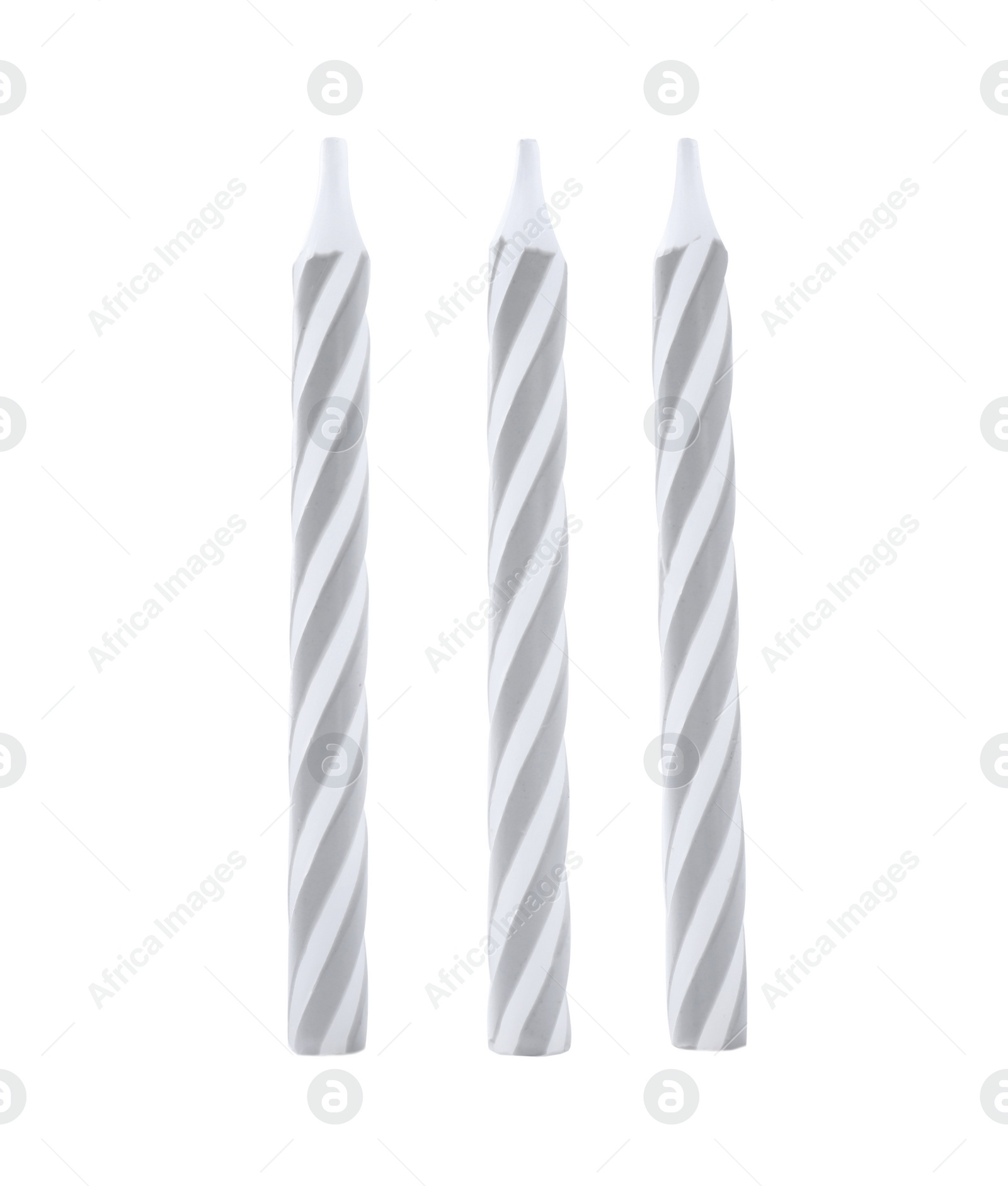 Photo of Silver striped birthday candles isolated on white