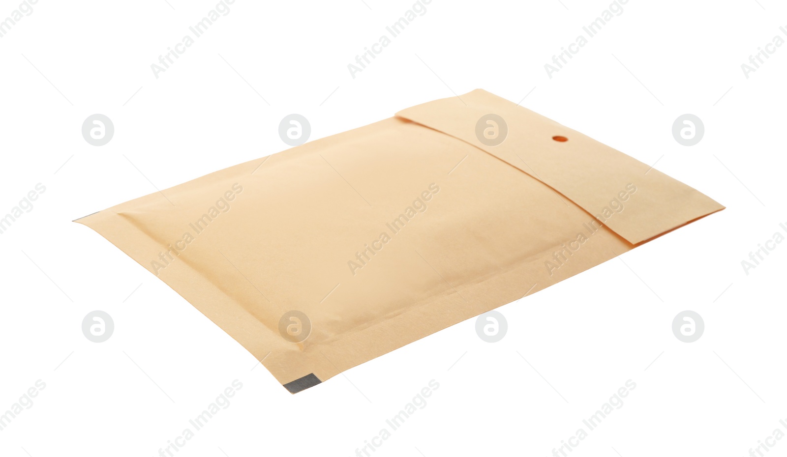 Photo of Kraft paper envelope isolated on white. Mail service