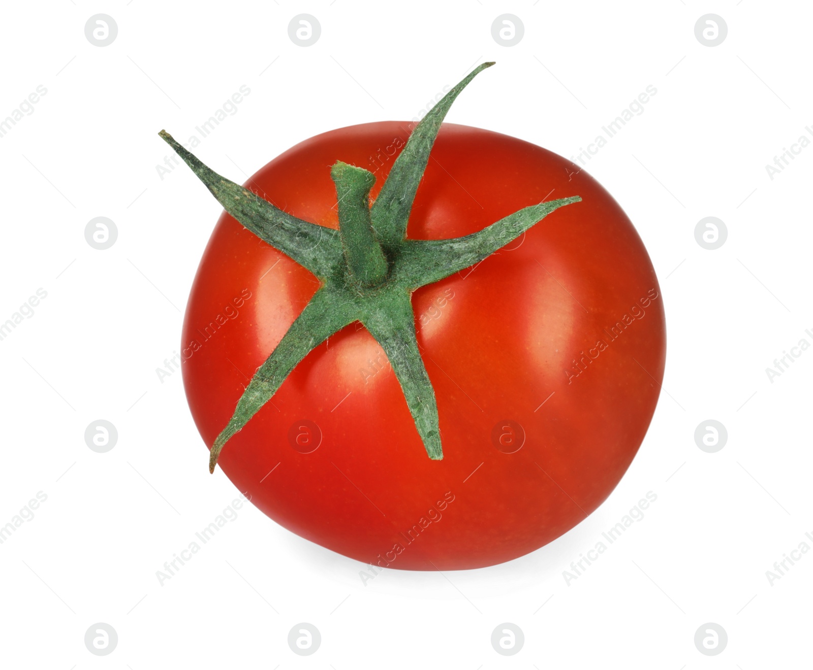 Photo of One red ripe cherry tomato isolated on white