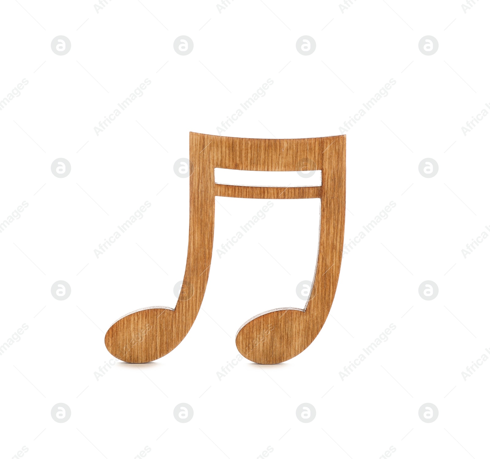 Photo of Brown wooden music note isolated on white