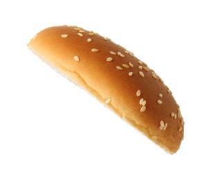 Half of fresh burger bun isolated on white