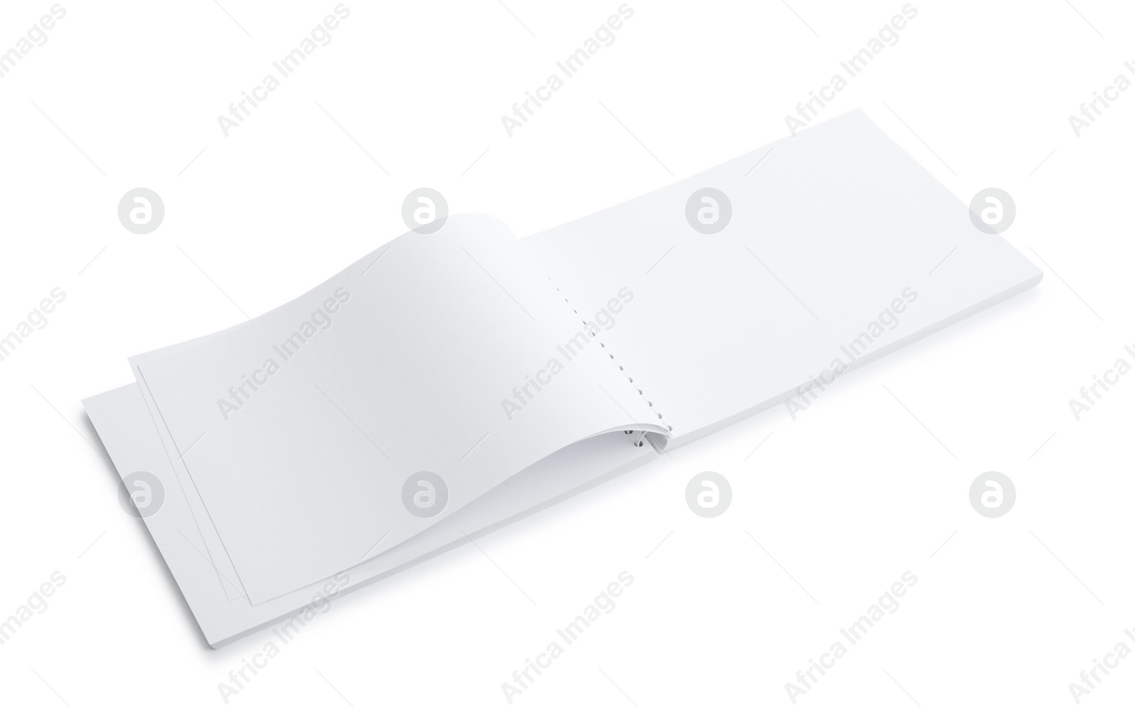 Photo of Open blank paper brochure isolated on white. Mockup for design