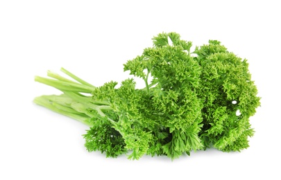 Fresh green organic parsley on white background