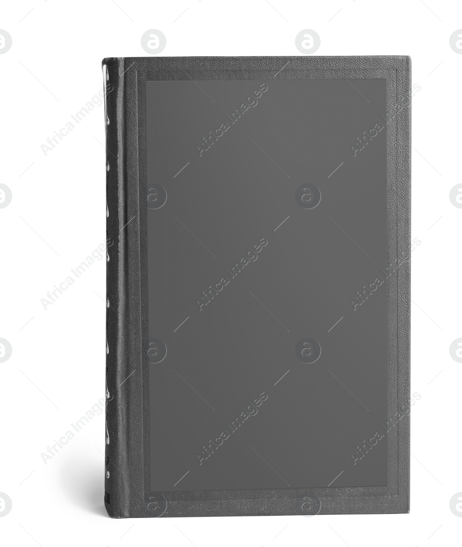 Photo of Hardcover book on white background. Space for design