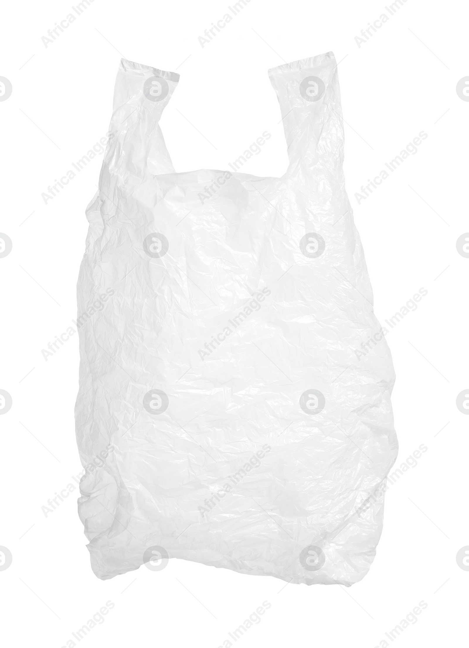 Photo of One empty plastic bag isolated on white