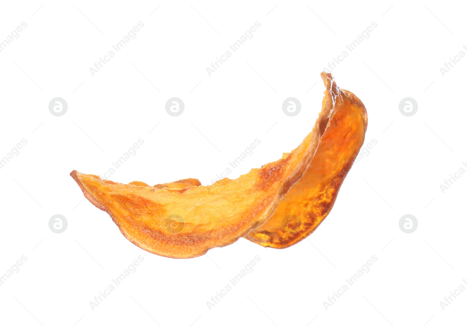 Photo of Tasty sweet potato chip isolated on white