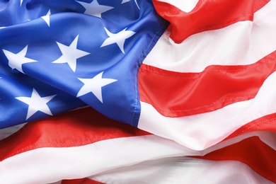 American flag as background, closeup. National symbol of USA
