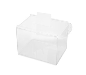 Transparent ballot box with vote isolated on white