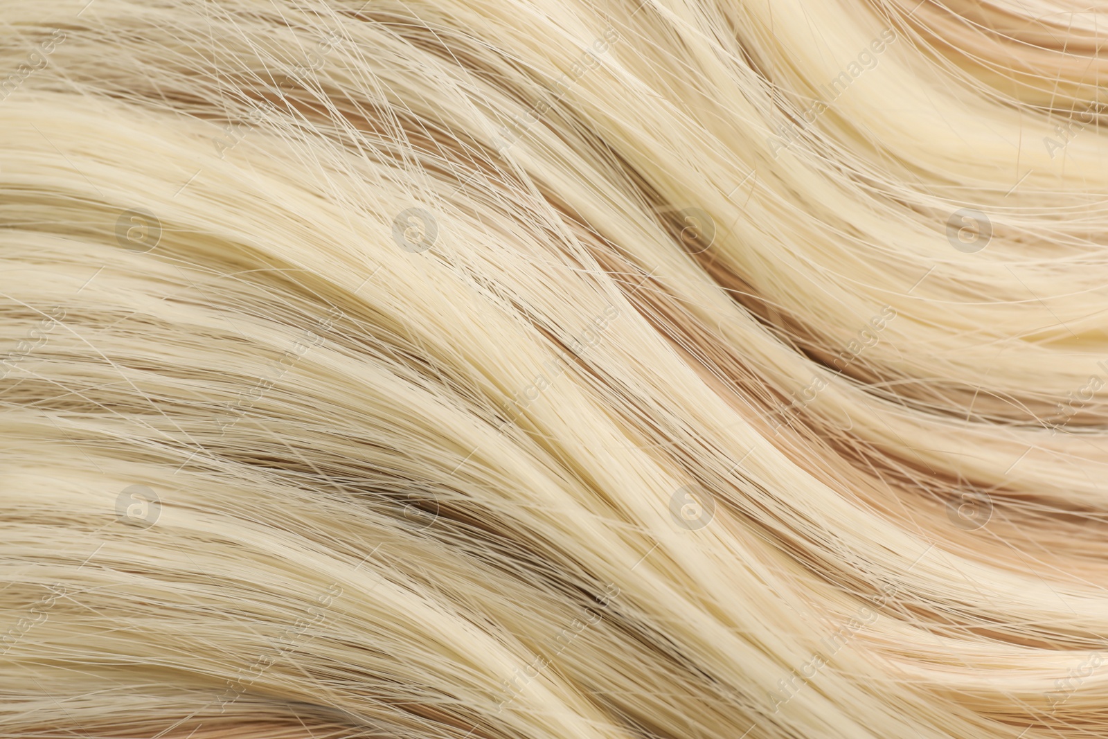 Photo of Beautiful blonde hair as background, closeup view