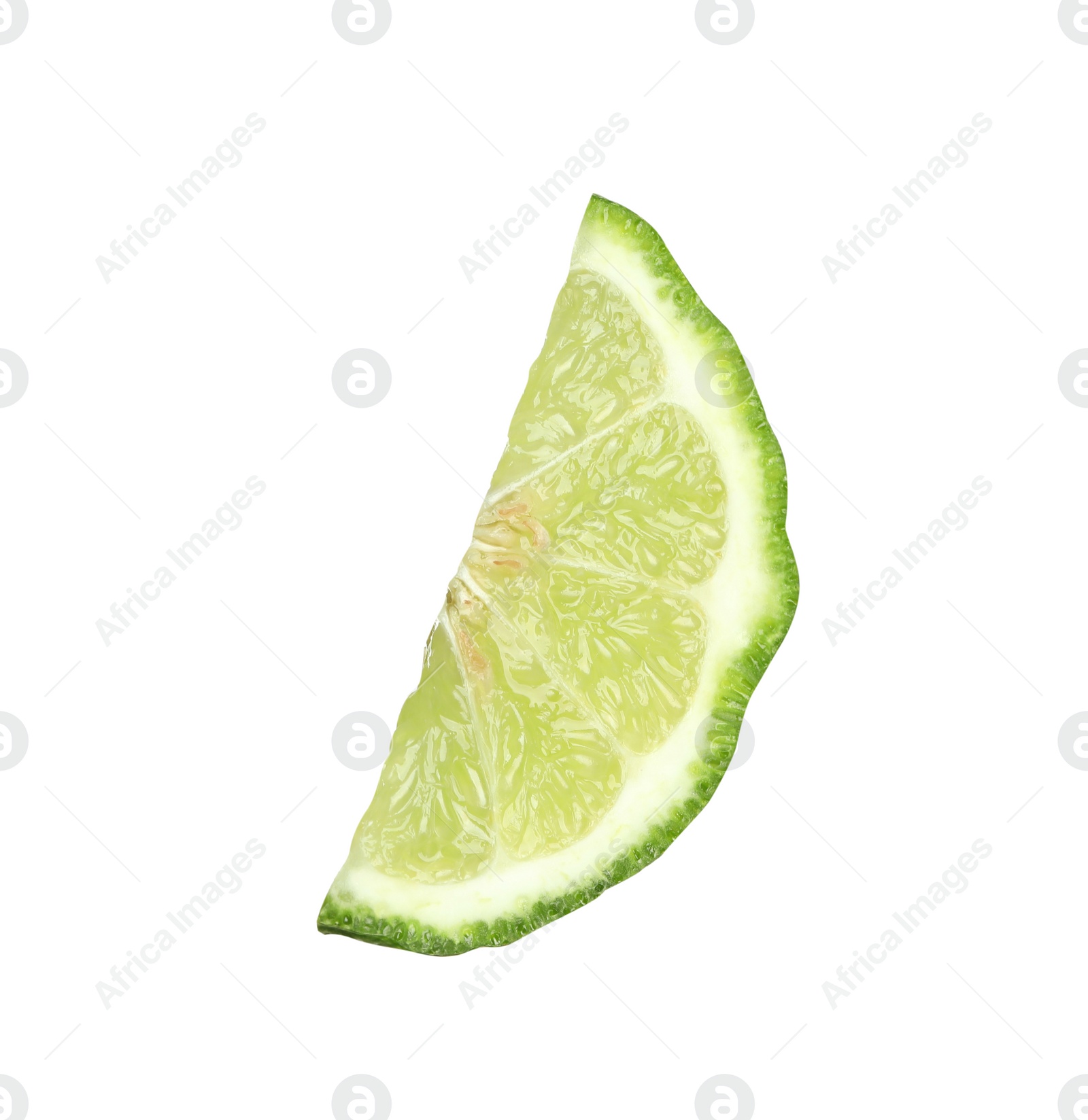 Photo of Slice of fresh ripe bergamot fruit isolated on white