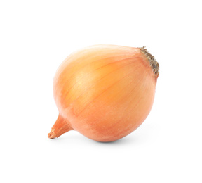 Photo of Fresh yellow onion bulb isolated on white