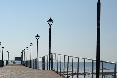 Beautiful view of pier and sea on sunny day