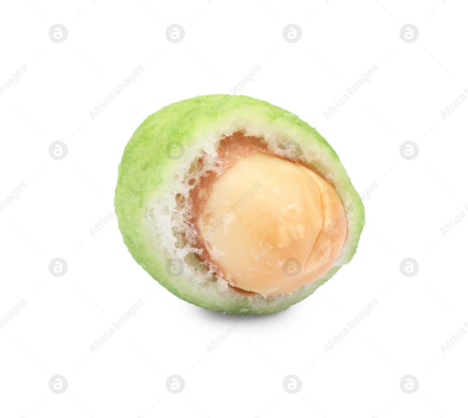 Photo of Broken wasabi coated peanut isolated on white