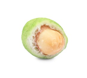 Broken wasabi coated peanut isolated on white
