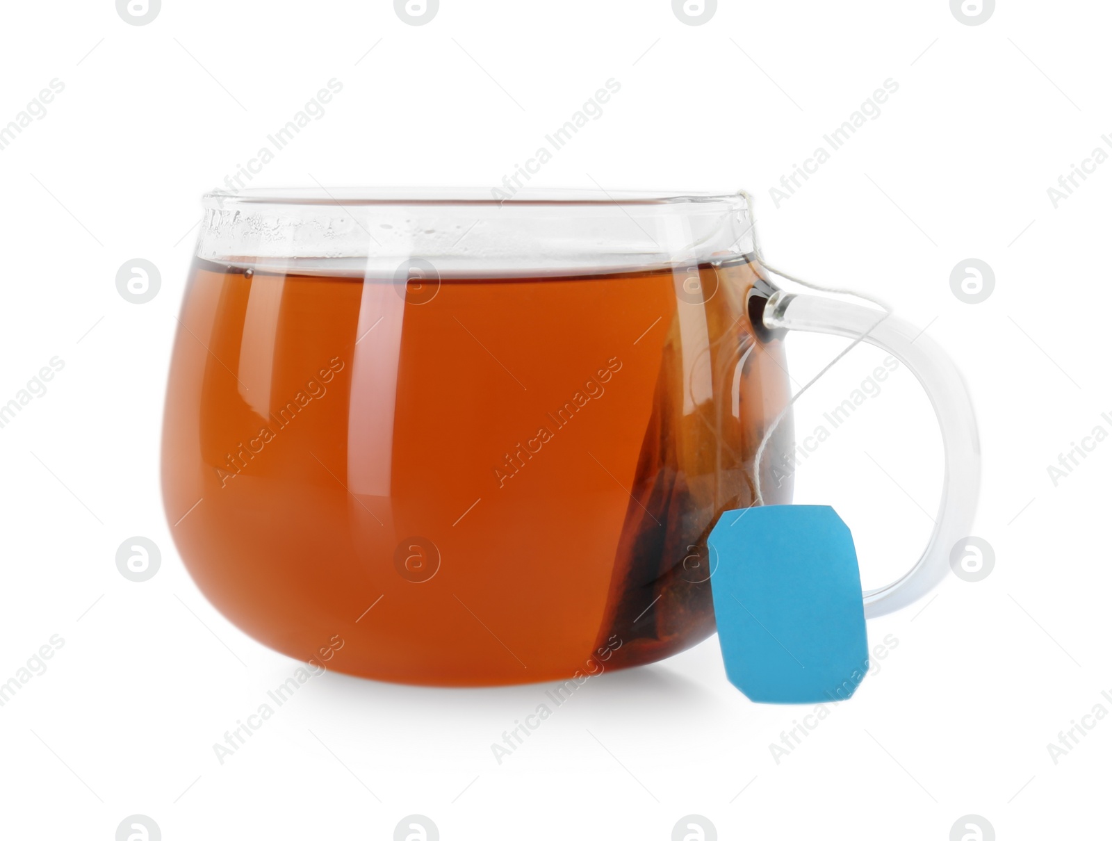 Photo of Tasty tea in cup isolated on white