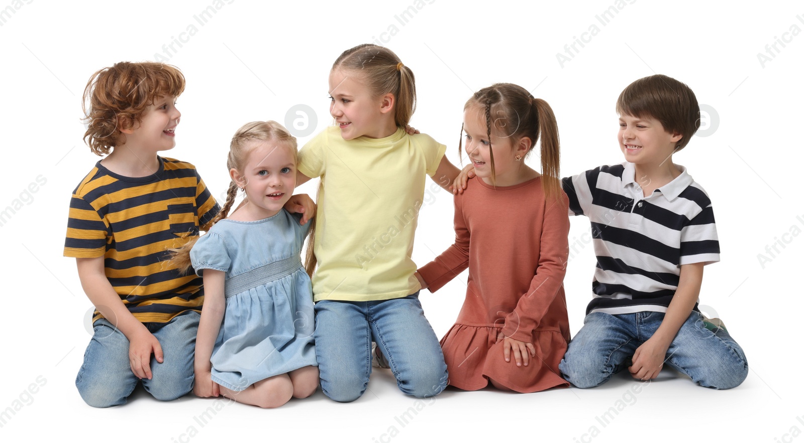 Photo of Group of cute children on white background