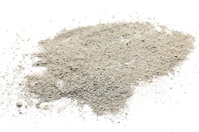 Photo of Pile of light dust scattered on white background