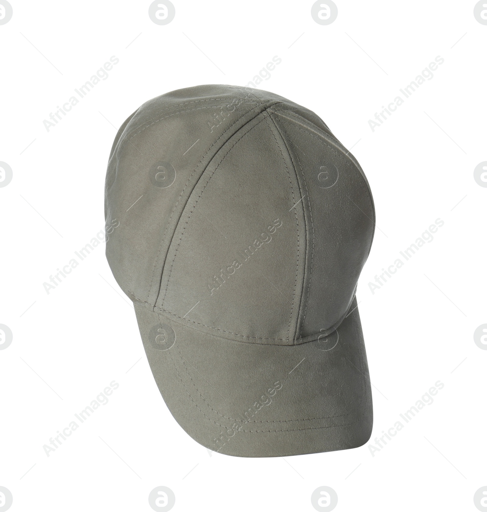 Photo of Stylish beige baseball cap isolated on white