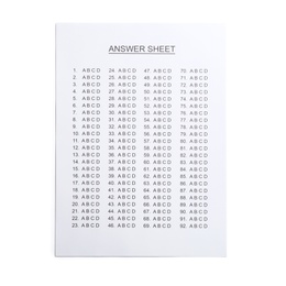 Photo of Answer sheet on white background, top view