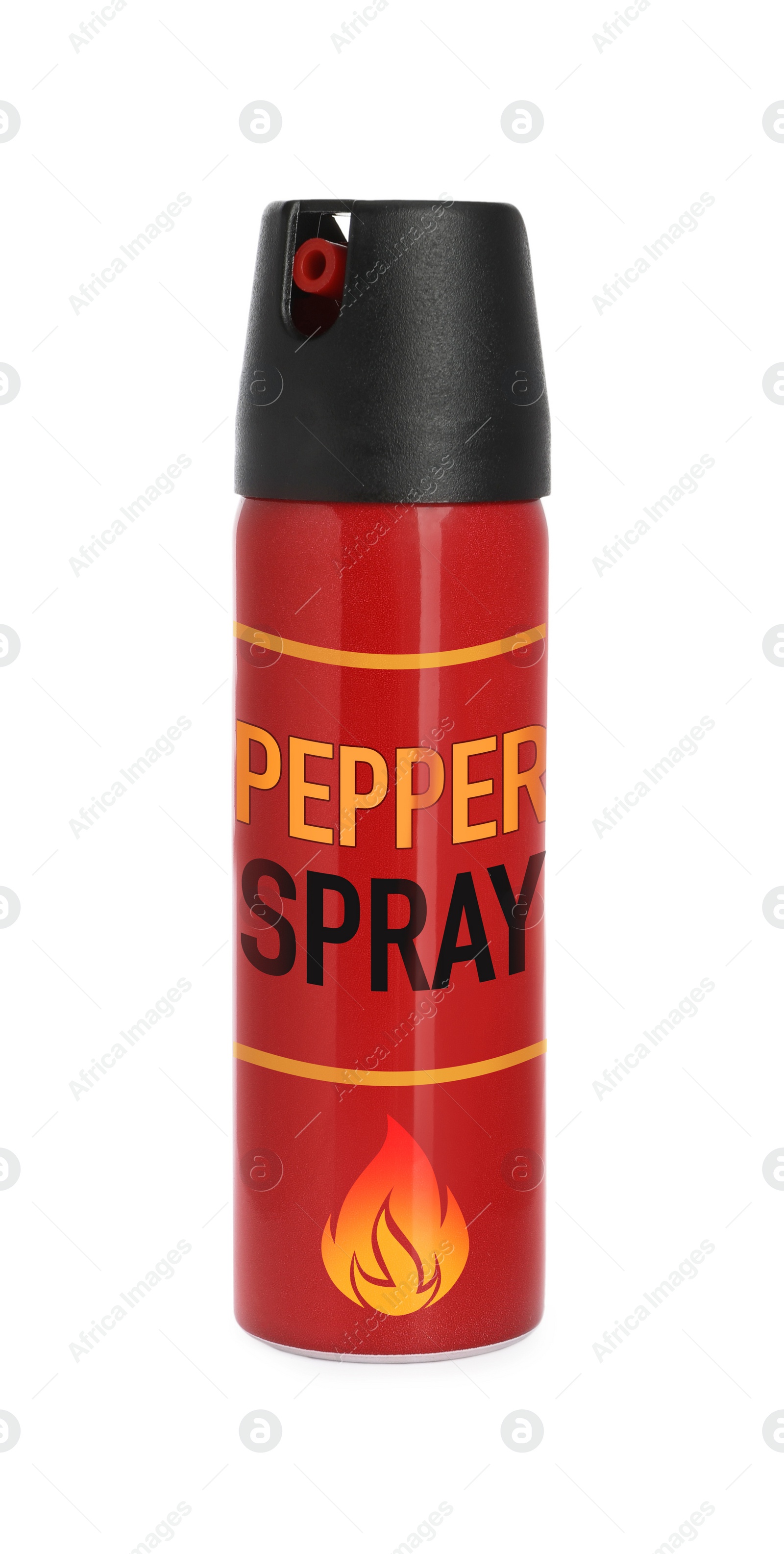 Image of Bottle of gas pepper spray on white background