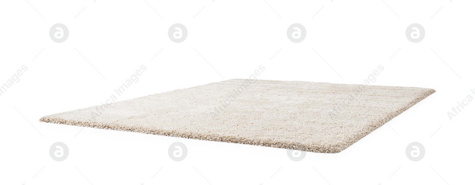 Photo of Stylish soft beige carpet isolated on white