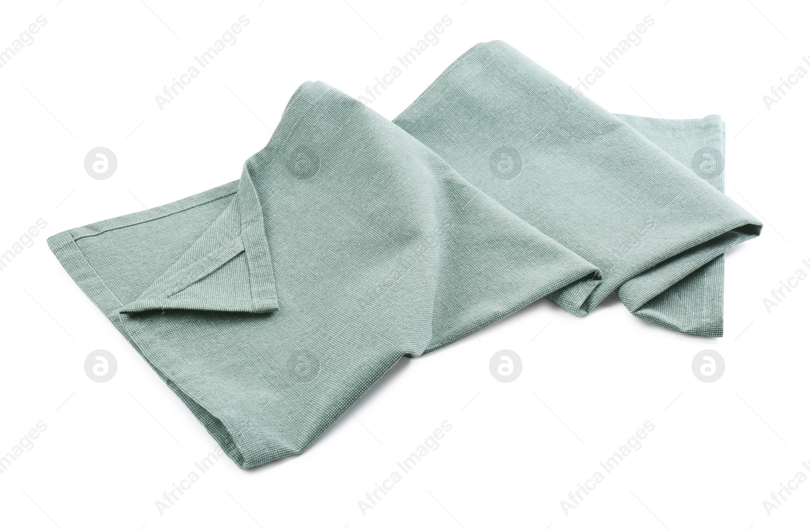 Photo of Crumpled light grey towel for kitchen isolated on white