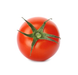 Fresh ripe whole tomato on white background