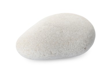 One stone isolated on white. Sea pebble