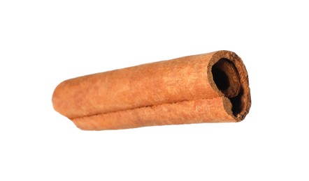 Photo of One aromatic cinnamon stick isolated on white