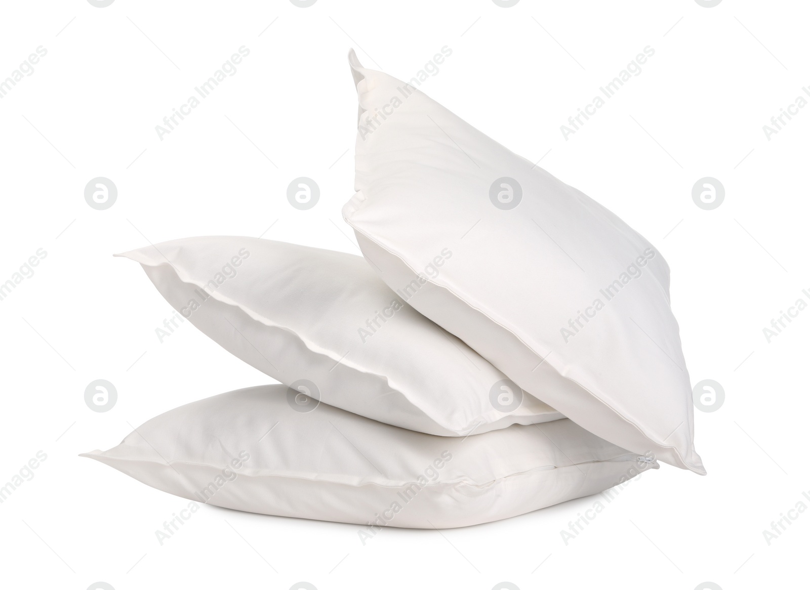 Photo of Many new soft pillows isolated on white