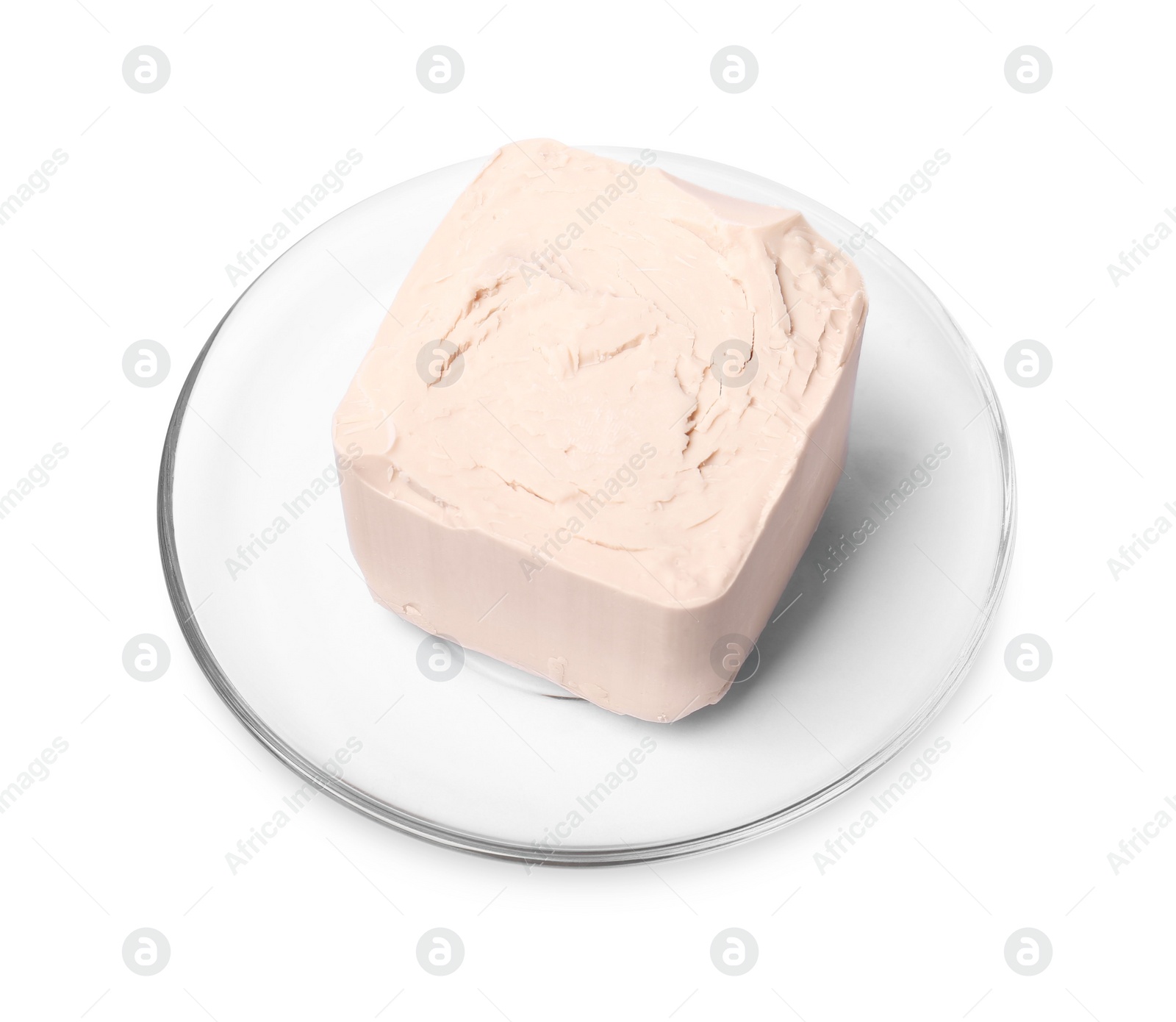 Photo of Piece of compressed yeast isolated on white