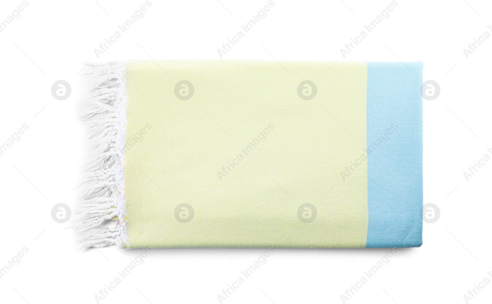 Photo of Color towel isolated on white, top view. Beach object